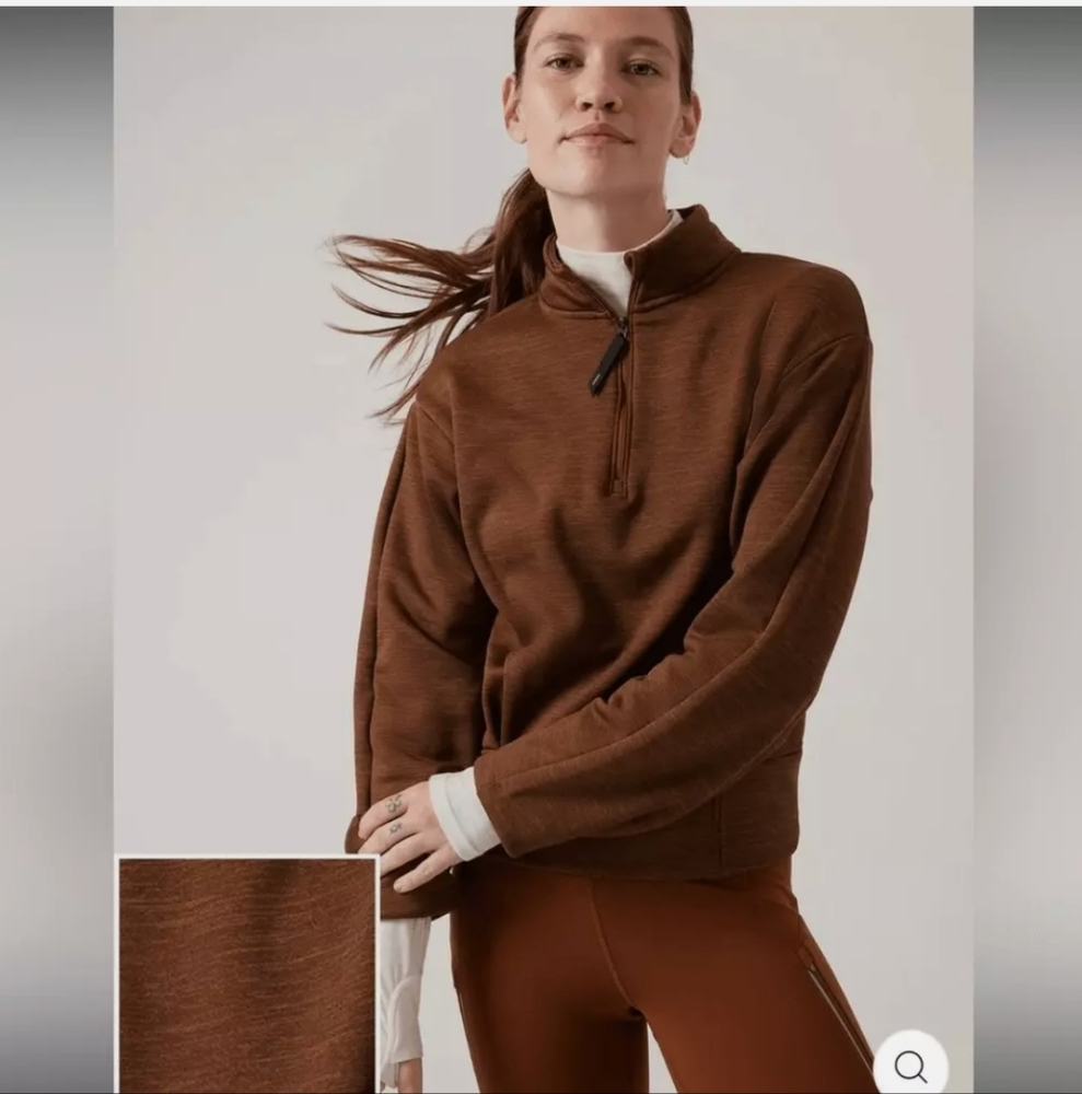 Athleta Altitude Polartec Half Zip Sweatshirt Mahogany Brown Size XS